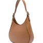 Brown leather handbag on a white background