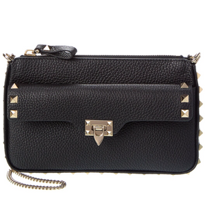 Valentino Rockstud Leather Crossbody Bag Black