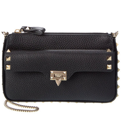 Valentino Rockstud Leather Crossbody Bag Black