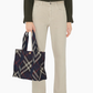 Burberry Check Small Knit Tote Bag Checkered Blue