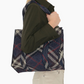 Burberry Check Small Knit Tote Bag Checkered Blue