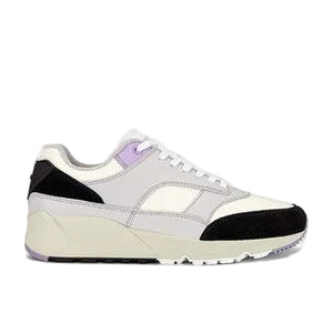 White sneaker with black accents on a white background