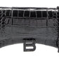 Balenciaga Mini Hourglass Croc Embossed Leather w/Rhinestones Black