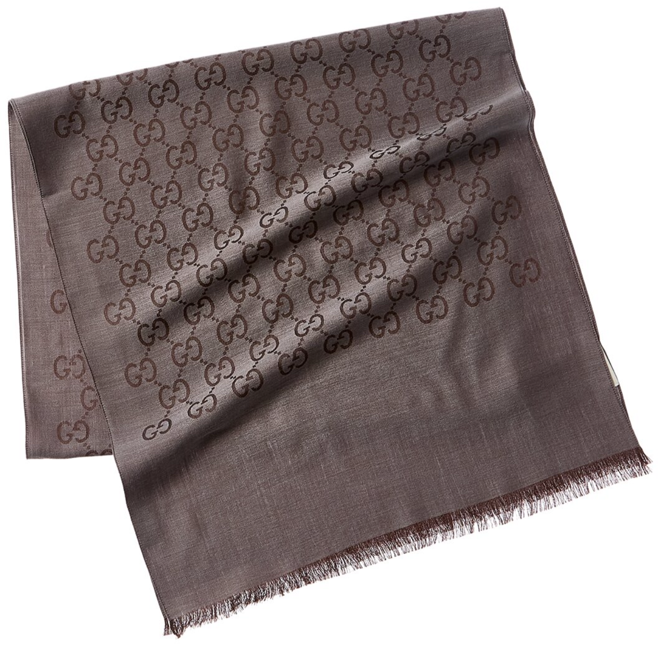 Brown scarf with a pattern on a white background