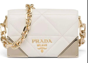 Prada Quilted Nappa Leather Shoulder Bag White