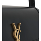 Black handbag with gold logo on a website page