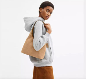 Coach Brooklyn Shoulder Bag 28 Suede Brass/Sand