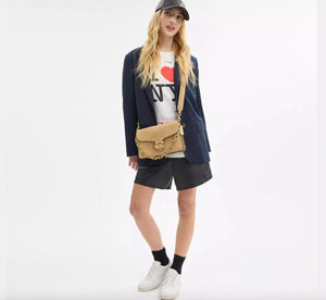 Coach Chain Tabby Shoulder Bag Suede Brass/Sand
