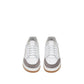 White sneakers with gray soles on a white background