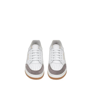 White sneakers with gray soles on a white background