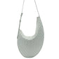 Light blue woven handbag on a light gray background
