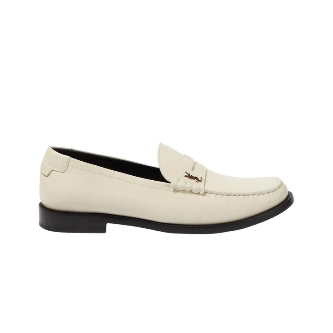 White loafer shoe on a light gray background
