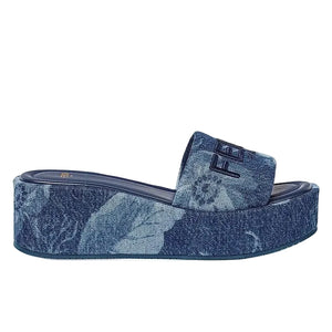 Fendi Sunshine Platform Slide Denim Blue