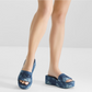 Fendi Sunshine Platform Slide Denim Blue