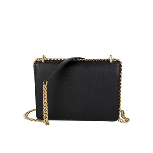 Prada Saffiano Envelope Leather Cross Body Bag Black