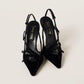 Miu Miu Women's Pointed Toe Slingback Velvet Pumps Black