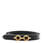 Black belt with gold chain buckle on a white background