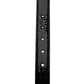 Black leather belt with a glossy finish on a white background