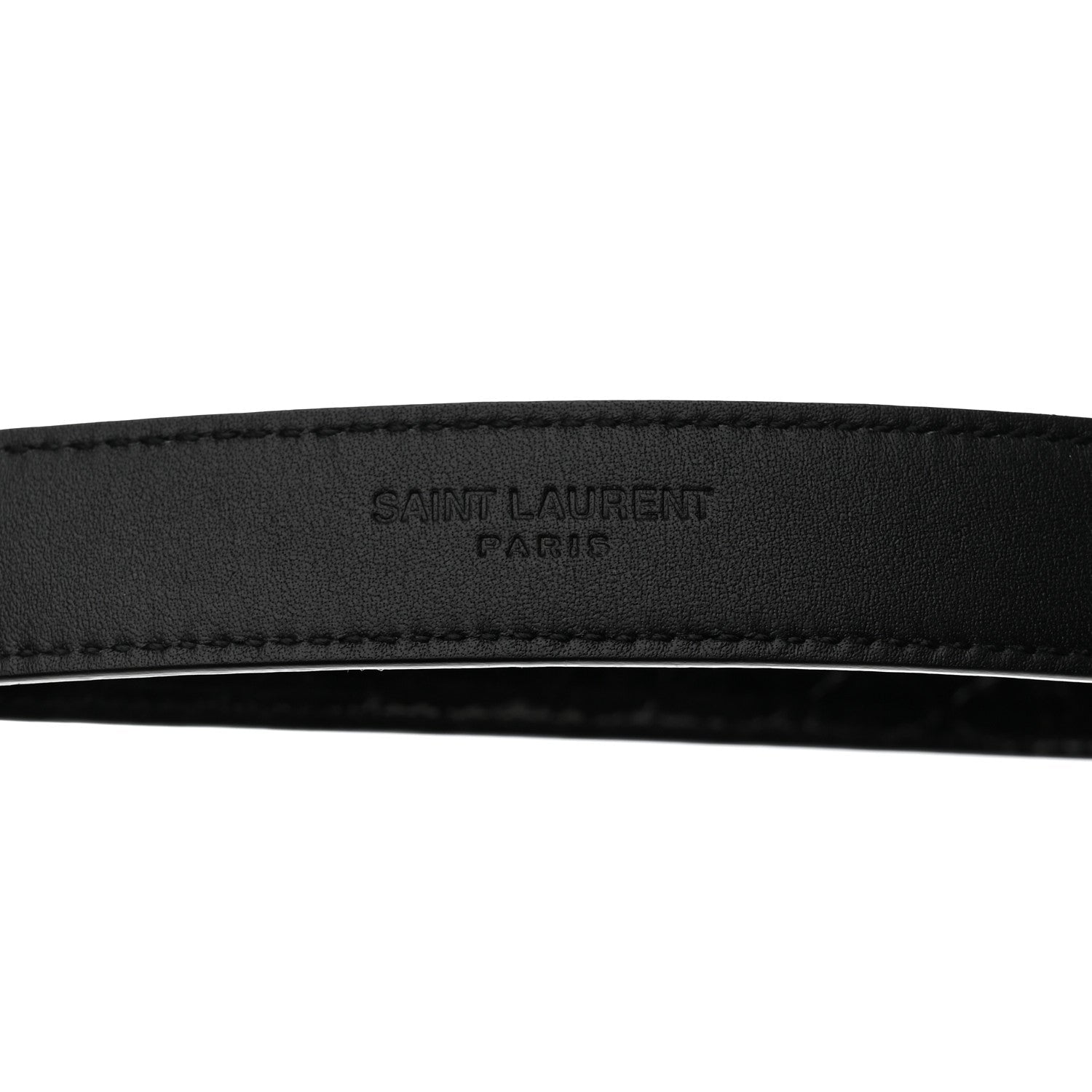 Black belt with 'Saint Laurent' branding on a white background