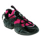 Pink and black athletic shoe on a white background