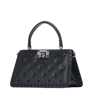 Valentino Garavani Rockstud Padded Top Handle Bag Black