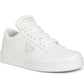 White sneaker with Prada logo on a white background