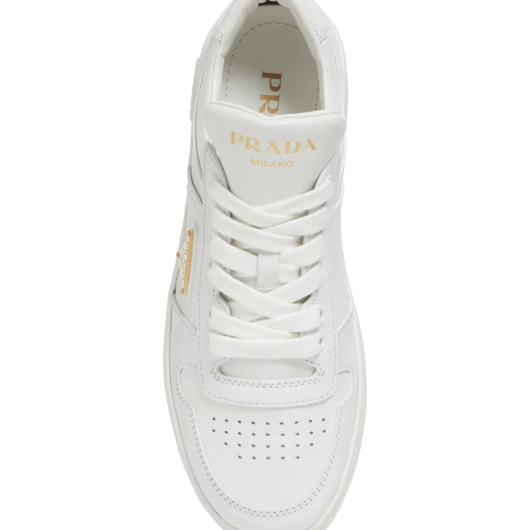 White Prada sneaker on a white background