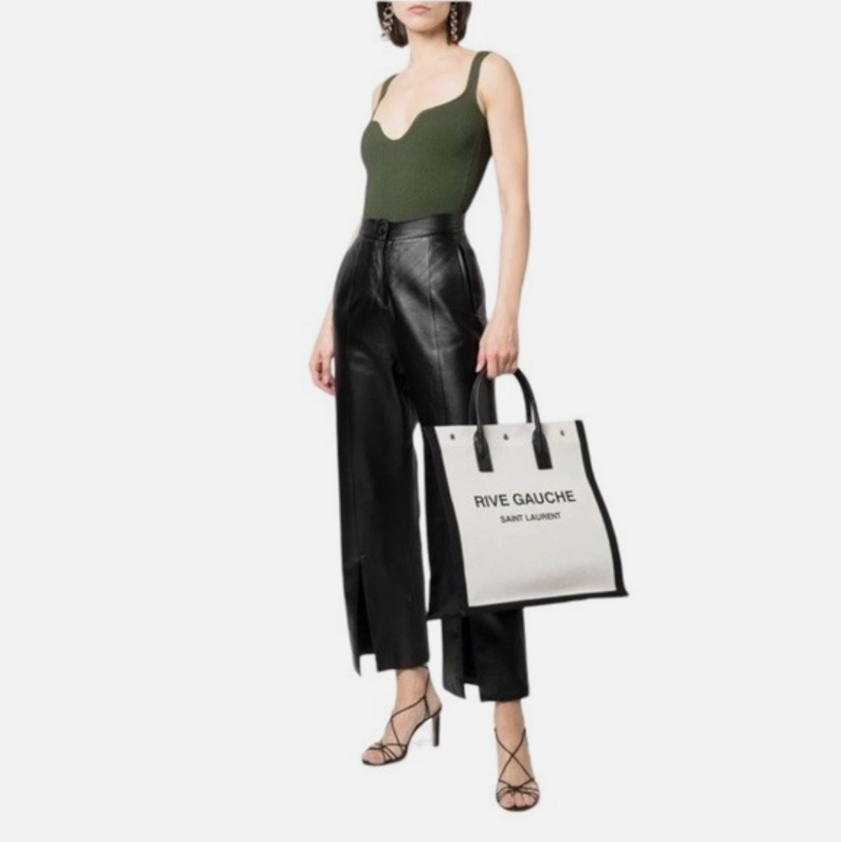 Woman holding a handbag on eBay product page