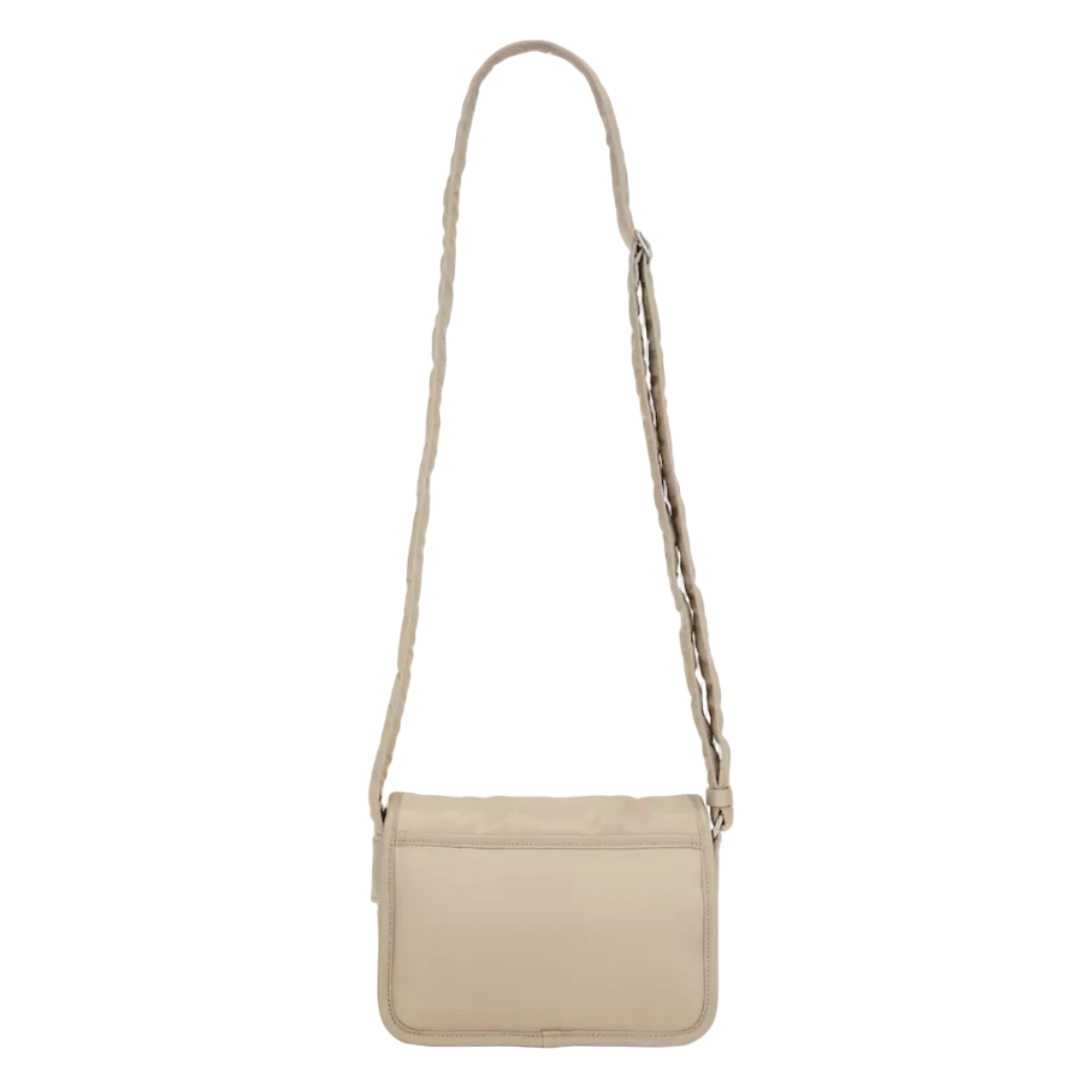 Beige crossbody bag on a white background