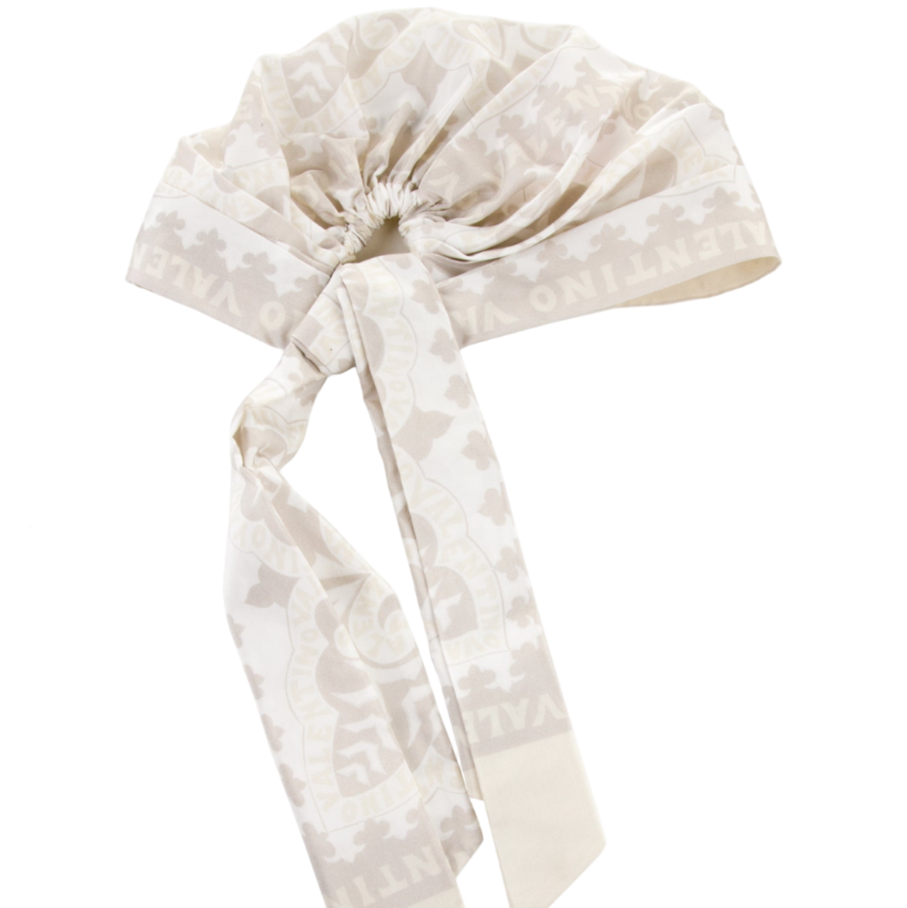 White headband with floral pattern on a white background