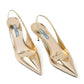 Prada 85mm Metallic Slingback Leather Pumps