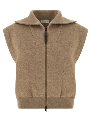 Brunello Cucinelli Shiny Zipper Pull Vest