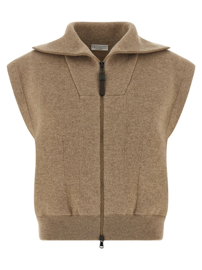 Brunello Cucinelli Shiny Zipper Pull Vest