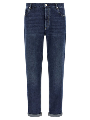 Brunello Cucinelli Logo Embroidery Stretch Jeans