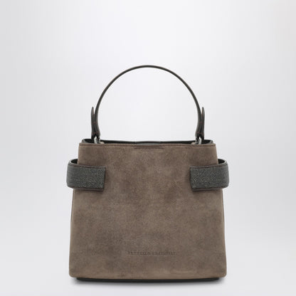 Brunello Cucinelli Brunello Cucinelli Top-Handle Essence small brown bag with Precious Bands