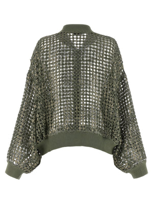 Brunello Cucinelli Dazzling Net Embroidery Cardigan