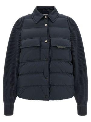 Brunello Cucinelli Shiny Flap Detail Down Jacket