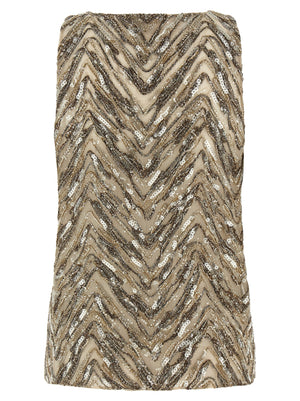Brunello Cucinelli Dazzling Chevron Embroidery Top
