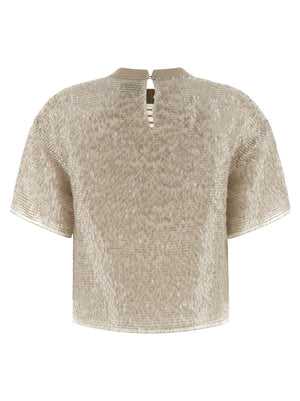 Brunello Cucinelli Dazzling Cascade Embroidery T-shirt