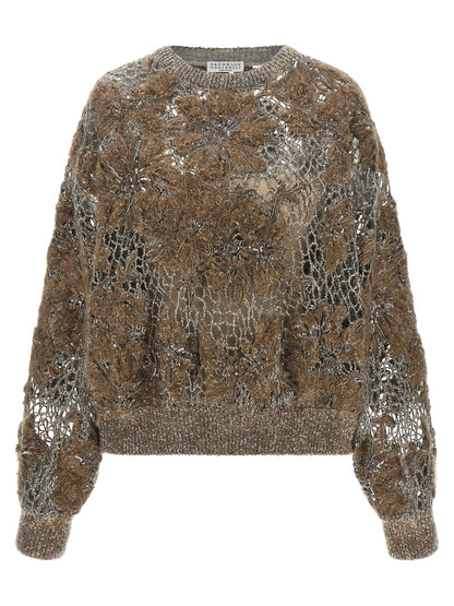 Brunello Cucinelli Whispering Bloom Embroidery Sweater