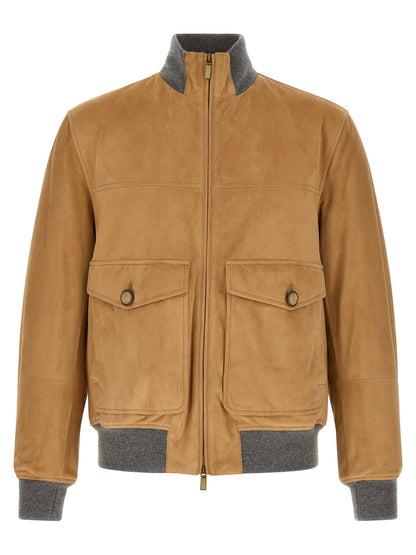 Brunello Cucinelli Padded Suede Bomber Jacket