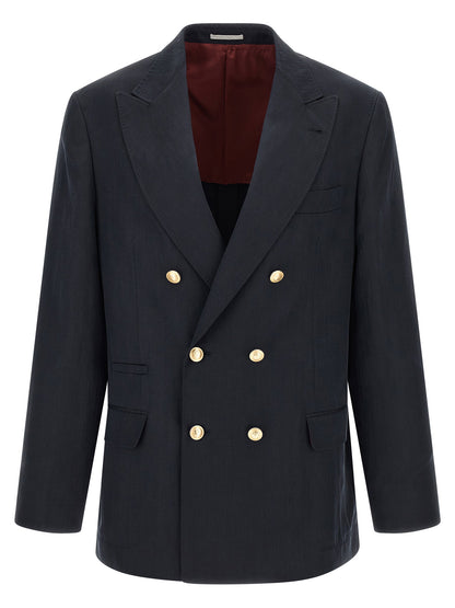 Brunello Cucinelli Silk Twill And Linen Délavé Blazer