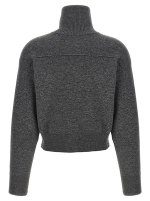 Brunello Cucinelli Shiny Zipper Pull Wool Cardigan