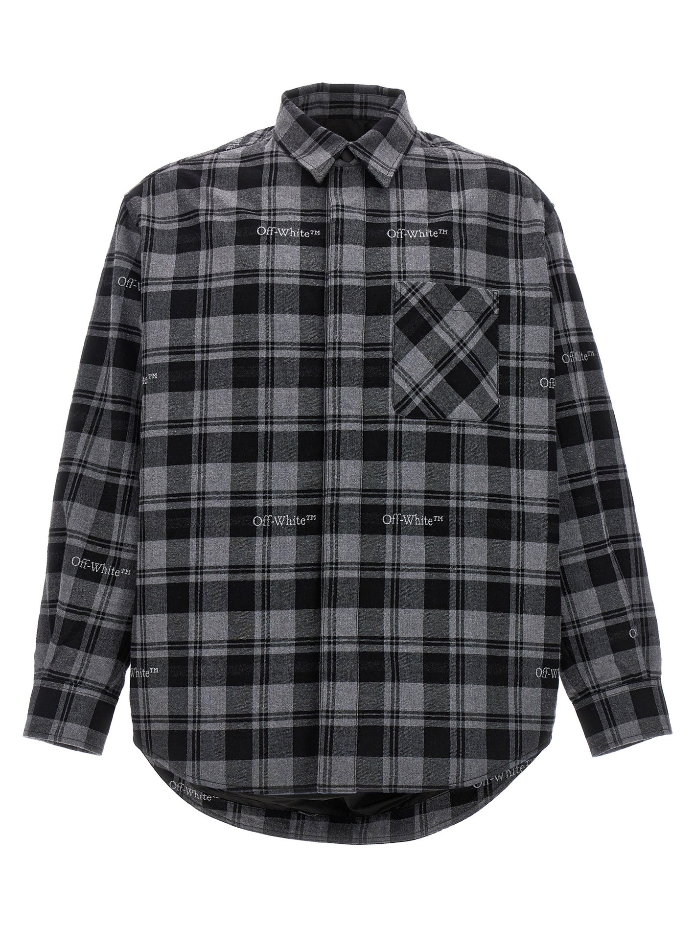 Off White Check Flannel Padded Jacket