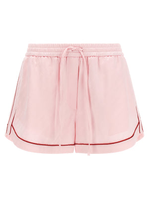 Off White Jacquard Satin Pajama Shorts