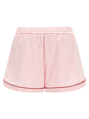 Off White Jacquard Satin Pajama Shorts