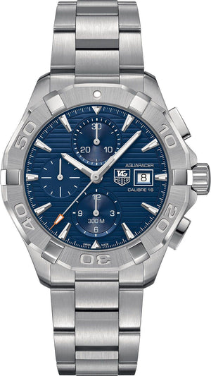 Tag Heuer Aquaracer Automatic Chronograph Blue Dial Silver Steel Strap Watch For Men Cay2112 Ba0927