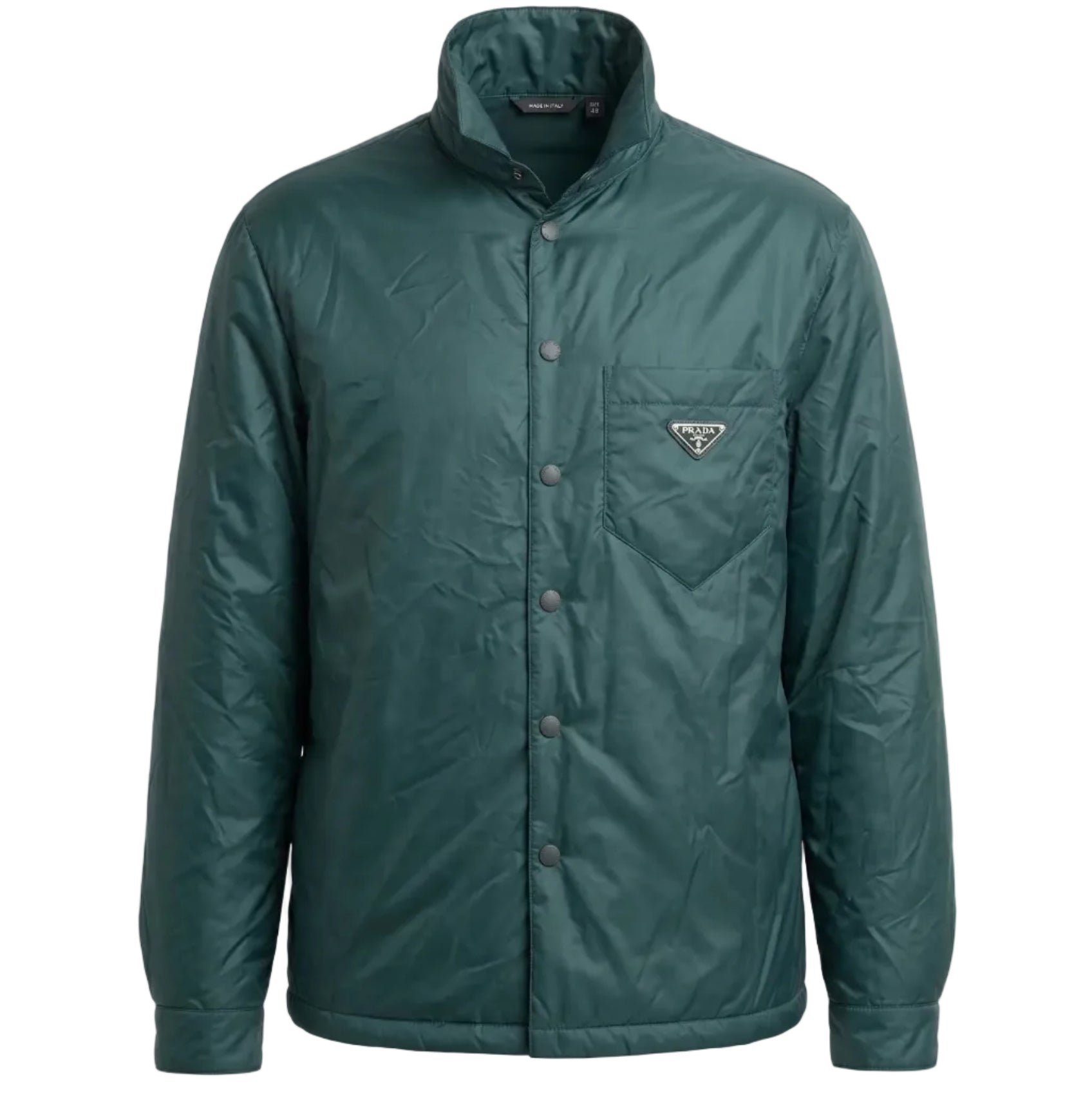 Green jacket with a brand logo on a white background