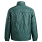 Green quilted jacket on a white background