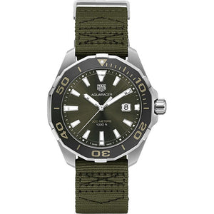 Tag Heuer Aquaracer Black Dial Khakhi Green Nato Strap Watch For Men Way101e Fc8222